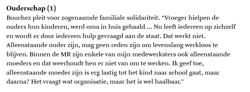 Bouchez pleit voor zogenaamde familiale solidariteit.