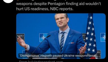 So the Pentagon found no risk to US readiness, but Hegseth still paused the delivery of weapons to Ukraine