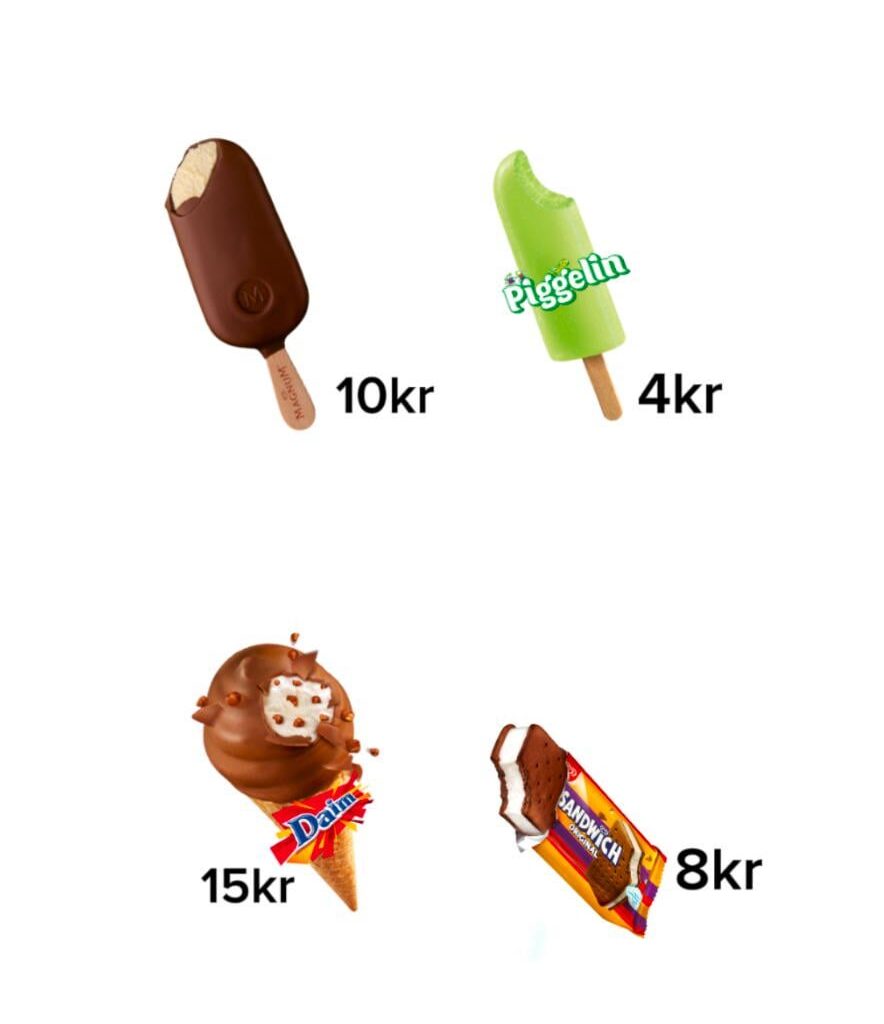 Ända rimliga priserna för dessa glassar