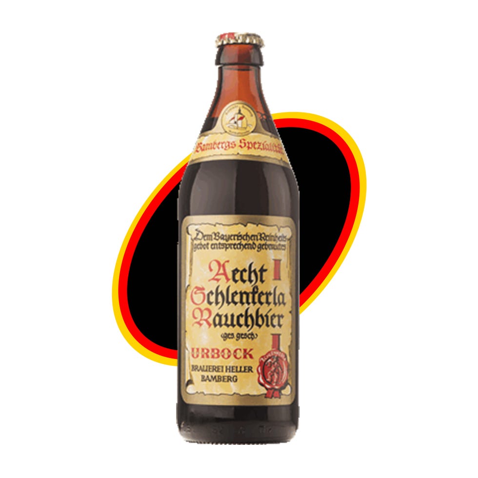 bottle of smoked beer featuring traditional german labeling