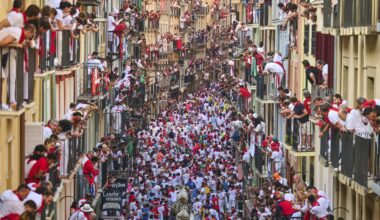 Photos of the running of the bulls in Spain