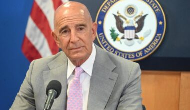 Thomas J. Barrack, U.S. Ambassador to Türkiye briefs media at the Foreign Press Centers of U.S. Department of State in New York City, United States, on Friday, July 11, 2025. (AA Photo)
