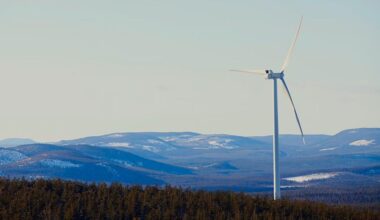 Vindkraftverk i Stor Rotliden. Symbolbild. Kredit Vattenfall