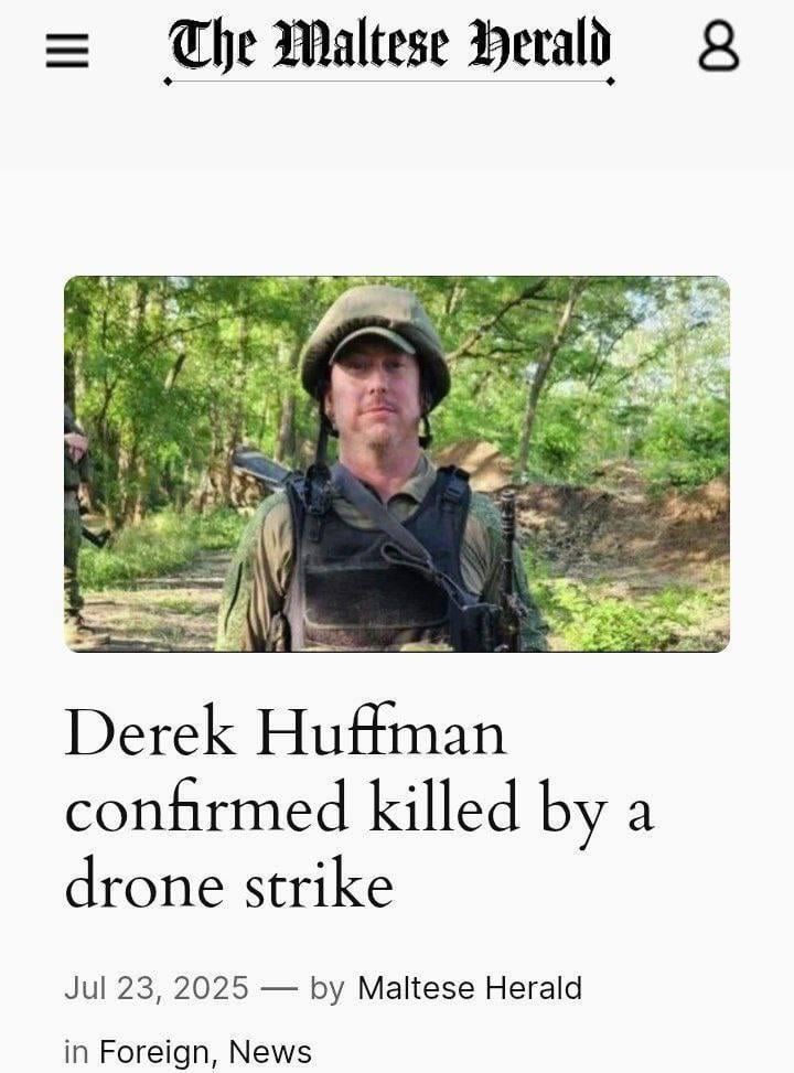 Remember the news about the Americans who went to Russia to live, and Derek, instead of a correspondent in the Russian army, was sent to storm the landings, so he was killed by a drone.