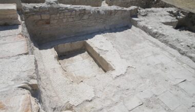Fish pool of an ancient villa spanning 1,500 square meters uncovered during excavation works at Tripolis ancient city, Buldan district, Denizli, Türkiye, July 18, 2025. (AA Photo)