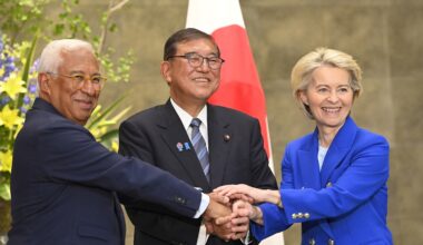EU and Japan agree to work together to promote free trade and economic security