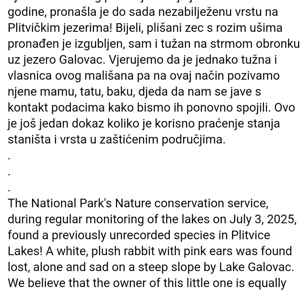 Ako netko zna nekoga čije je dijete izgubilo igračku na Plitvicama...