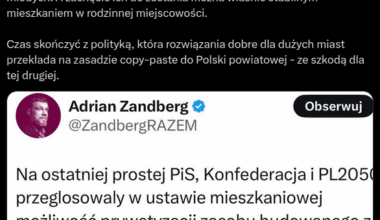 Zandberg prostowany w sprawie ustawy mieszkaniowej
