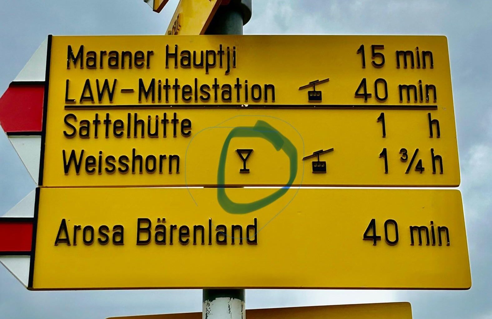 Hiking signs showing martini glasses…