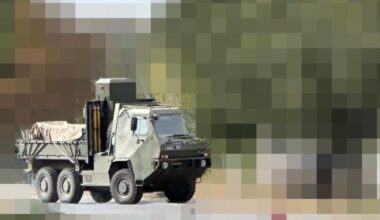 British 'Raven' surface-to-air missile (SAM) system, which combines a 'Supacat HMT 600' armoured vehicle with ASRAAM (advanced short-range air-to-air missiles), from the Ukrainian Armed Forces.