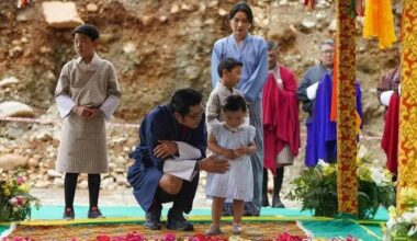 Bhutan’s Royal Family at the Sachu Bumter Installation Ceremony in Gelephu for the launch of construction at Gelephu International Airport