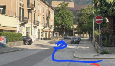 Reversing into a no-entry zone to access the parking area