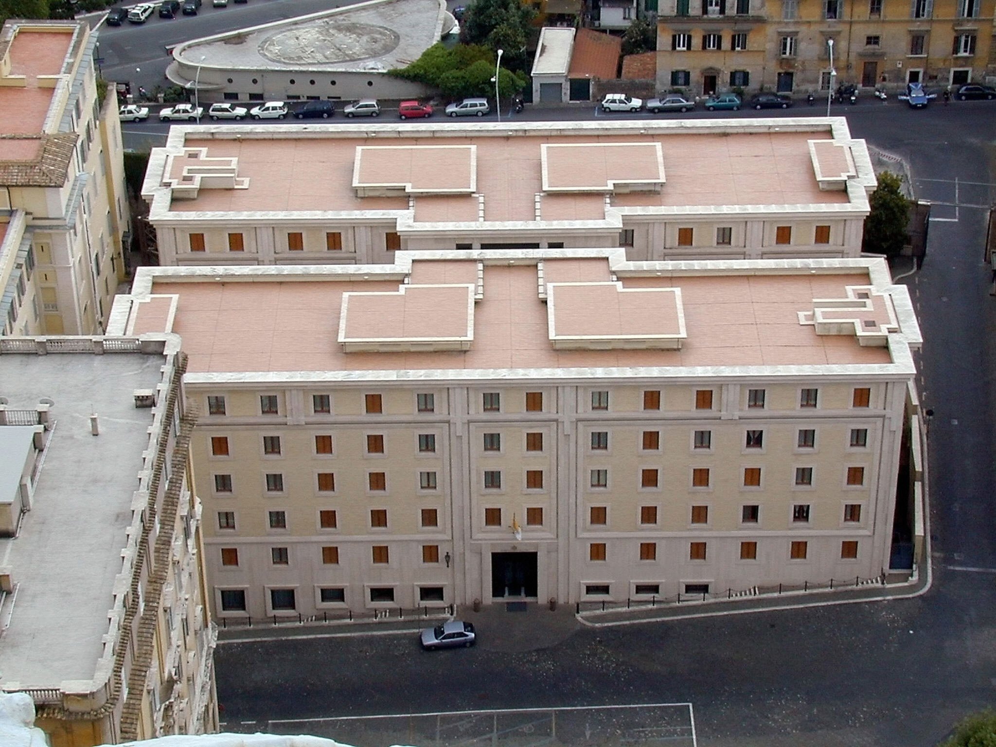 Aerial view of the Domus Sanctae Marthae in Vatican City.
