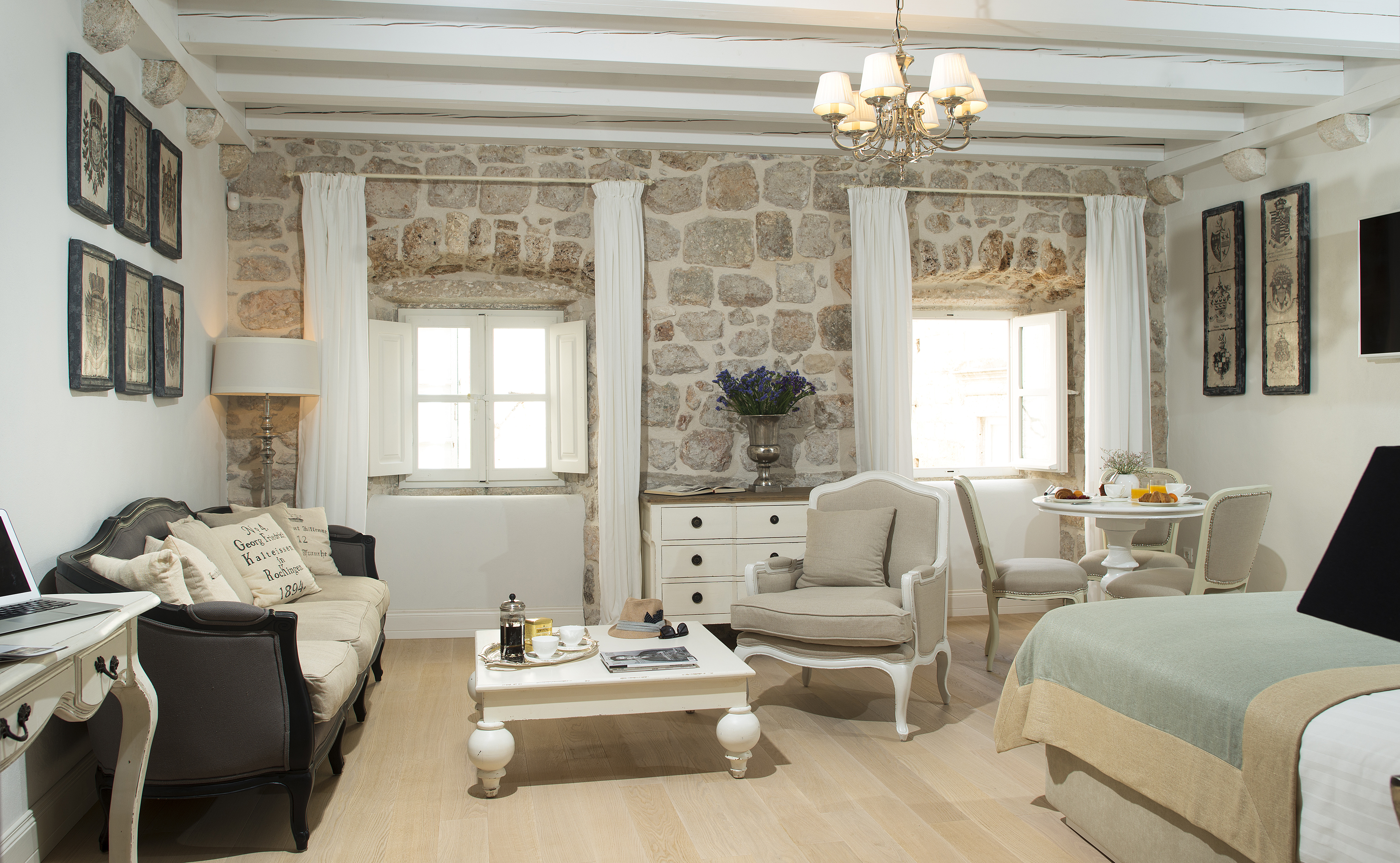 Interior view of a hotel room in Dubrovnik, Croatia.