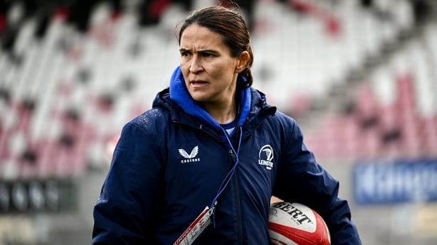 24 August 2024; Leinster head coach Tania Rosser before the Vodafone Women's Interprovincial Championship Round Three match between Ulster and Leinster at the Kingspan Stadium in Belfast. Photo by Shauna Clinton/Sportsfile
