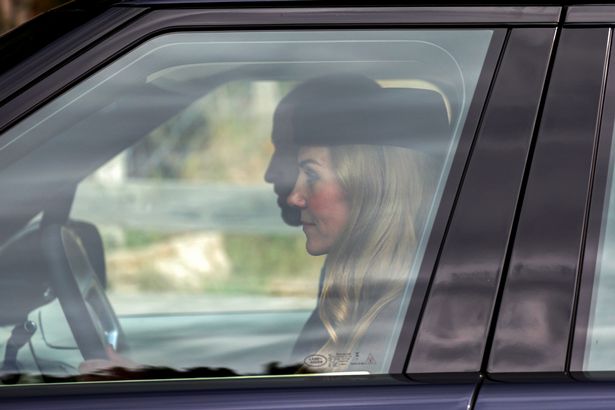 Prince William, Prince of Wales and Catherine, Princess of Wales depart by car at Crathie Kirk after attending the church service on August 24, 2025 in Crathie, Aberdeenshire