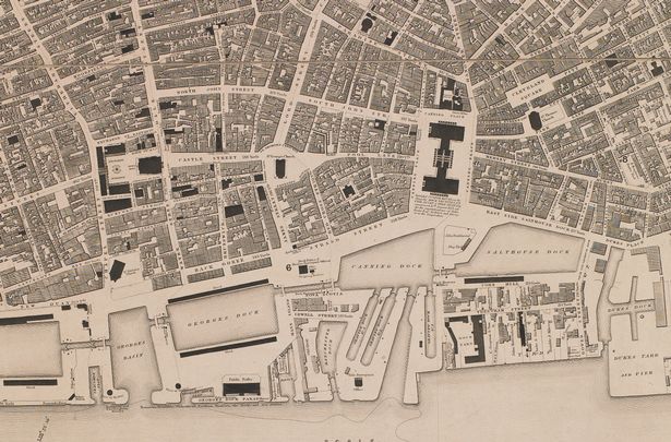 The 1835 Gage map of Liverpool, which names Nova Scotia, a lost district in the Mann Island area