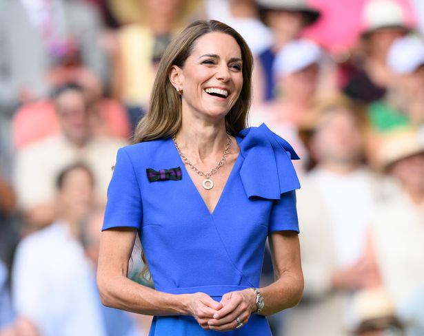 Catherine, Princess of Wales attends day fourteen of the Wimbledon Tennis Championships at the All England Lawn Tennis and Croquet Club on July 13, 2025 in London, England.