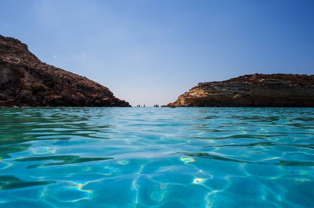 The blue water