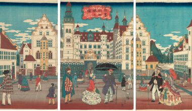 Japansk bloktryk af Frederiksborg Slot, 1861, Utagawa Hiroshige II