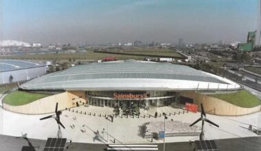 Sainsbury's eco store in Greenwich 1999-2015. The most enjoyable store to ever shop in. Sadly demolished in 2015 to make another standard box store a few miles away.