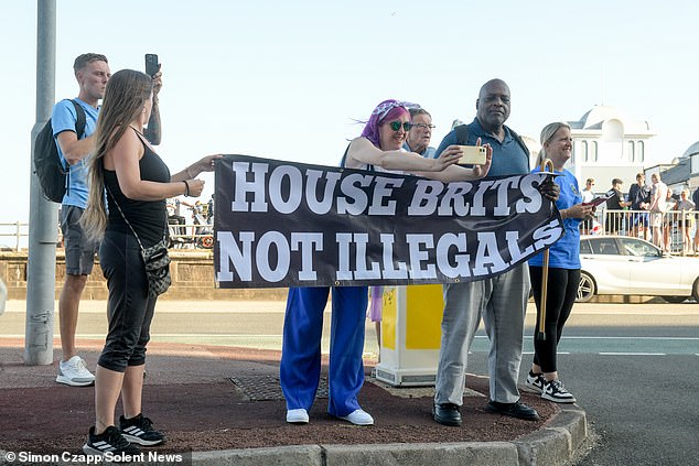 Groups of protestors clash outside the Royal Beach Hotel in Southsea, Portsmouth, last month