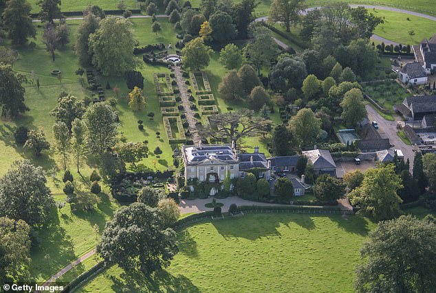 Highgrove and its garden as viewed from above. With his passion for nature, King Charles takes a particular interest in the award-winning garden which surrounds the estate