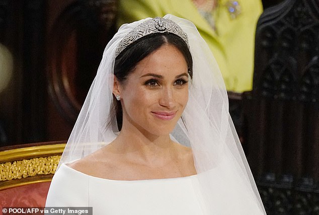 Meghan Markle is pictured on her wedding day at St George's Chapel on May 19, 2018