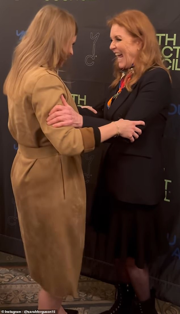 Sarah Ferguson (pictured) posted a sweet video clip of her embracing her daughter Princess Beatrice (pictured) to mark her 37th birthday on Friday