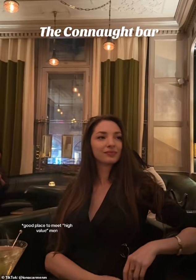 AI entrepreneur Iona Carmen (pictured) said she frequents high end spots like London's The Connaught to find 'high value men'