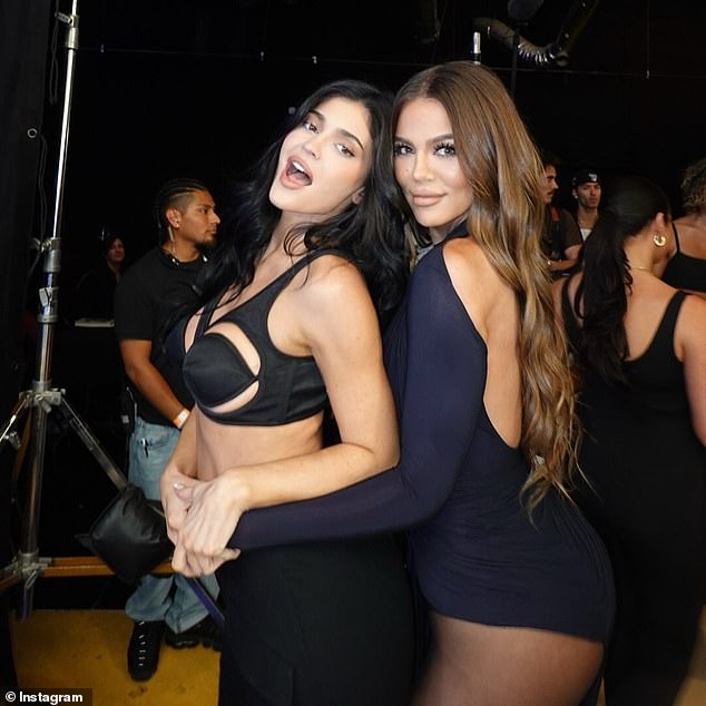 Khloé Kardashian (right) shared the gift hamper picture amongst a run of photos celebrating sister Kylie Jenner's (left) recent birthday