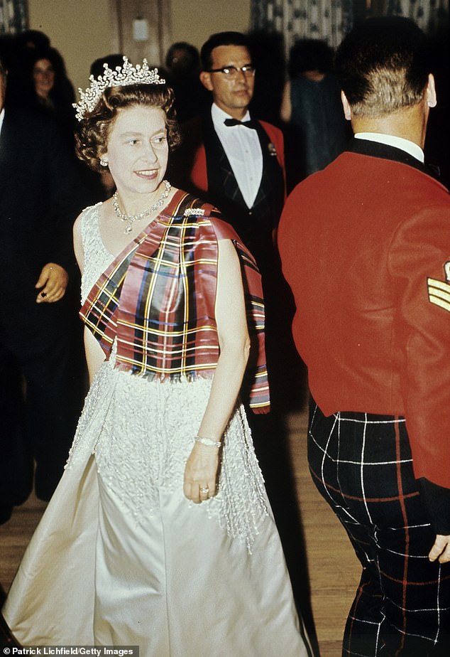 Queen Elizabeth II dancing at the Ghillies Ball at Balmoral Castle in September 1971