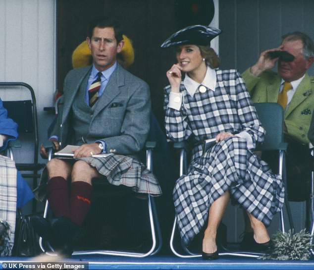 Charles and Diana wearing tartan during the annual Braemar Highland Games in 1989