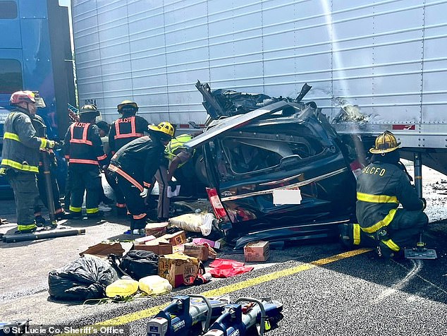 All three occupants of this black minivan died after slamming into Singh's trailer. The driver was a 30 year-old man, while the passengers were a 37 year-old woman and 54 year-old man. They have yet to be identified