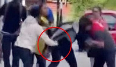 Moment brazen 'shoplifter' is confronted by hero Iceland worker as pair wrestle over bag before brave passersby help