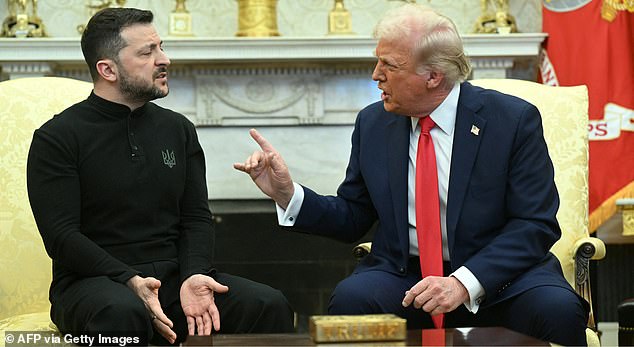 Trump is now hoping Putin will meet with Zelensky (pictured with Trump last week) soon