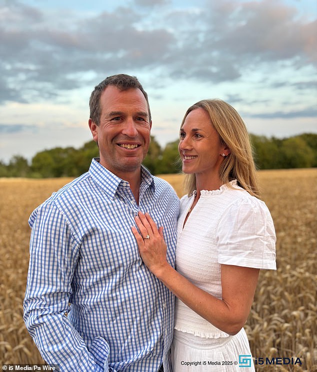 Harriet Sperling flashes her engagement ring as she and Peter Phillips announced their engagement earlier this month