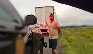 Harjinder Singh, 28, was pulled over by New Mexico state trooper on July 3 after he was caught speeding. Newly released bodycam footage of the traffic stop has raised questions about the migrant truck driver's English language proficiency