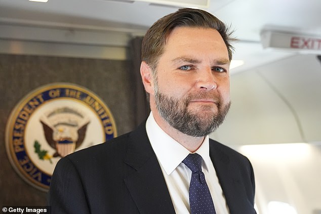 Vice President JD Vance (pictured) is worried that the National Football League will rig the upcoming season to allow Taylor Swift and Travis Kelce to have 'a Super Bowl wedding'