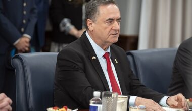 The UK government has barred Israeli officials from attending the country's biggest arms fair. Pictured: Israeli Defense Minister Israel Katz pictured on July 18