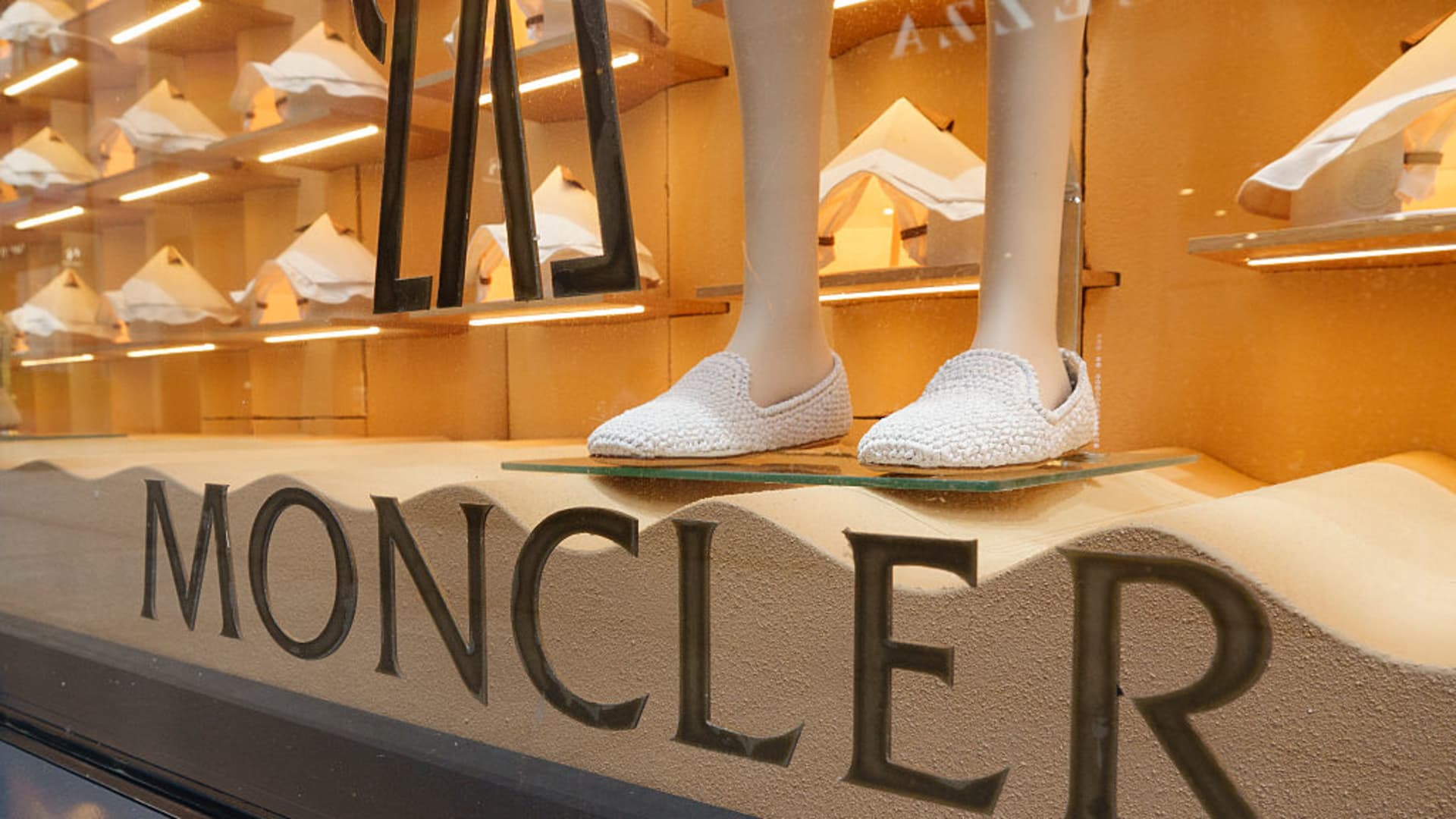 Moncler logo is displayed at their store on May 30, 2025 in Washington, DC.