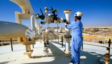 An oil storage facility in Oman. The country produces around one million barrels of crude oil per day