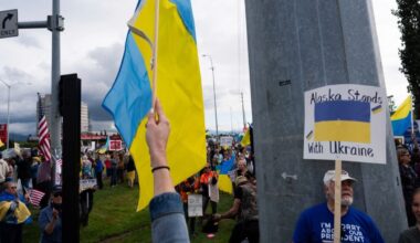 Protesters oppose Donald Trump's Alaskan summit with his Russian counterpart Vladimir Putin