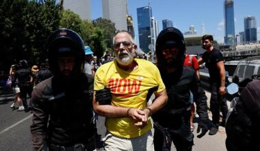 Police escort a handcuffed demonstrator during a protest, after families of hostages have called for a nationwide strike to demand the return of all hostages and an end to the war on Gaza, in Tel Aviv, Israel, August 17, 2025. — Reuters