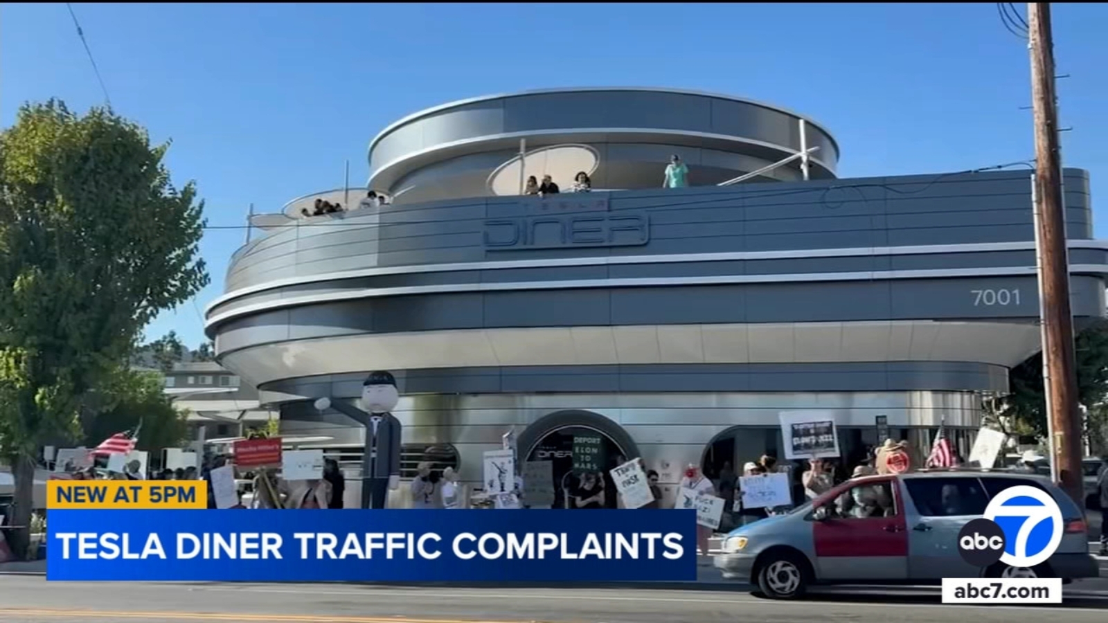 New Tesla Diner in Hollywood draws protest against CEO Elon Musk, upsets residents due to traffic issues