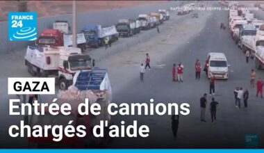 Entrée de camions chargés d'aide humanitaire dans la bande de Gaza • FRANCE 24