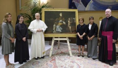 Vatican Museums delegation presents restored St. Augustine painting to Pope Leo XIV
