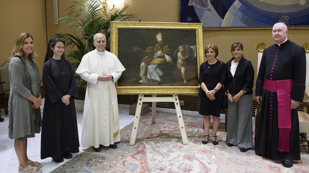 Vatican Museums delegation presents restored St. Augustine painting to Pope Leo XIV