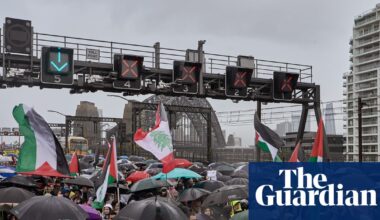 View from train shows scale of Sydney Harbour Bridge protest – video | Sydney