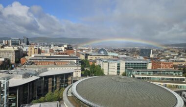 Belfast from our hotel this morning 🌈